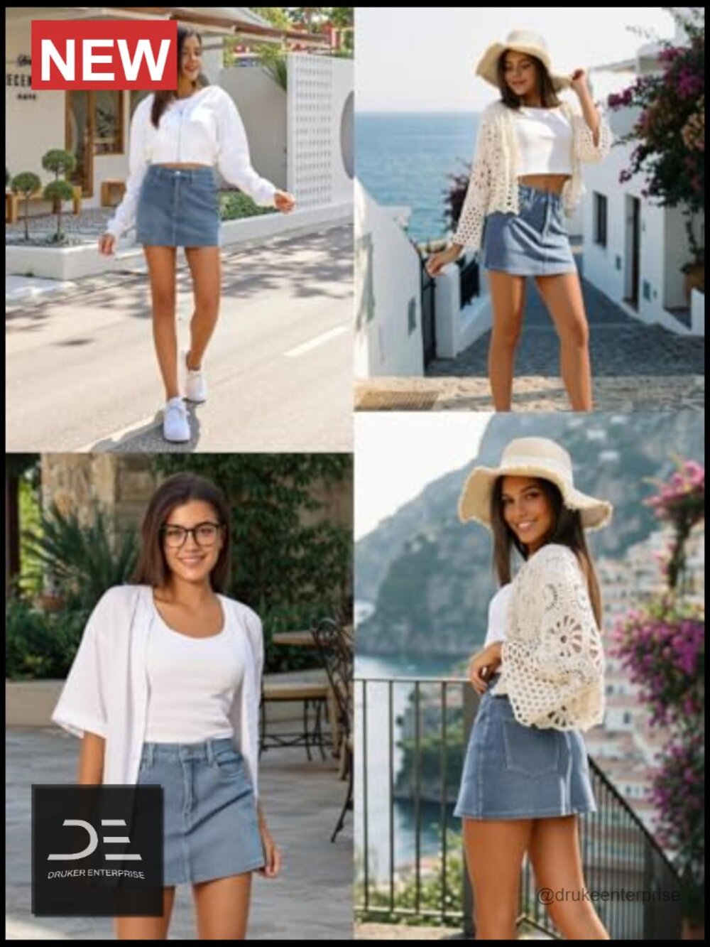 Stretch Casual Denim Mini Skirt with Pockets Zip Fly - Picture 5 of 7